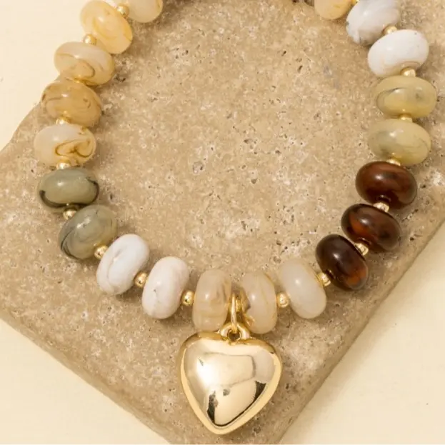 Spacer Beaded Chubby Heart Bracelet