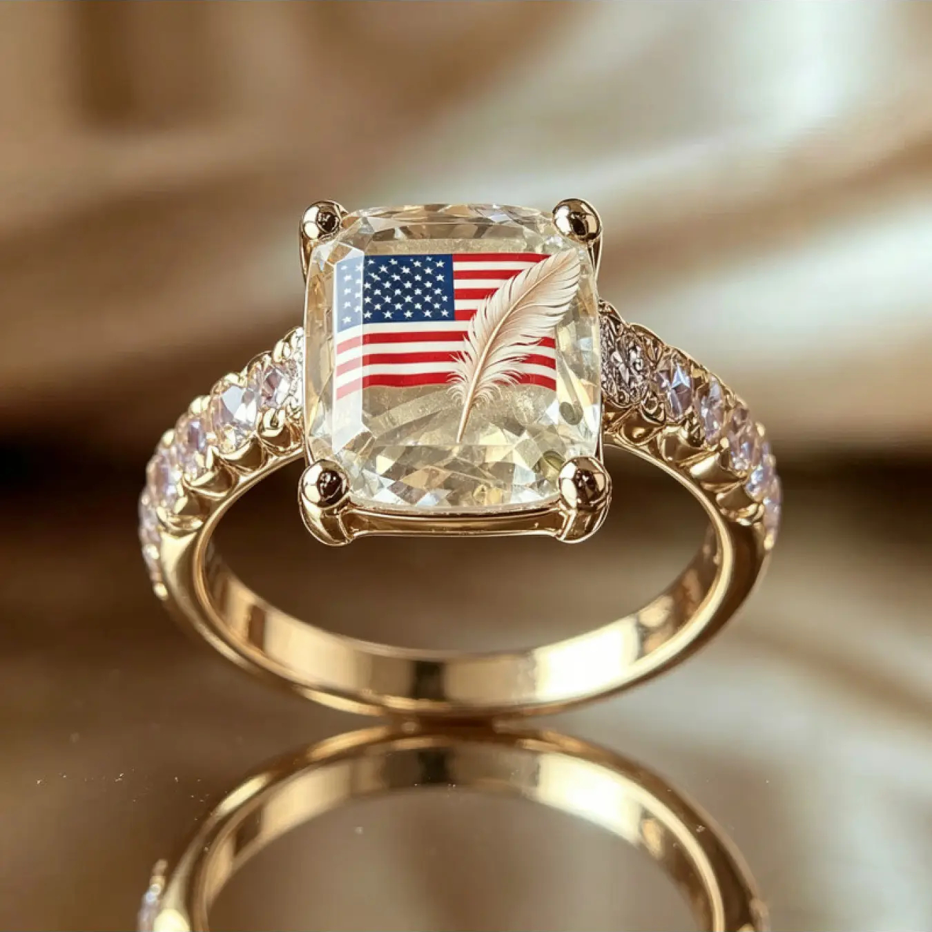 Flag Feather Square Ring