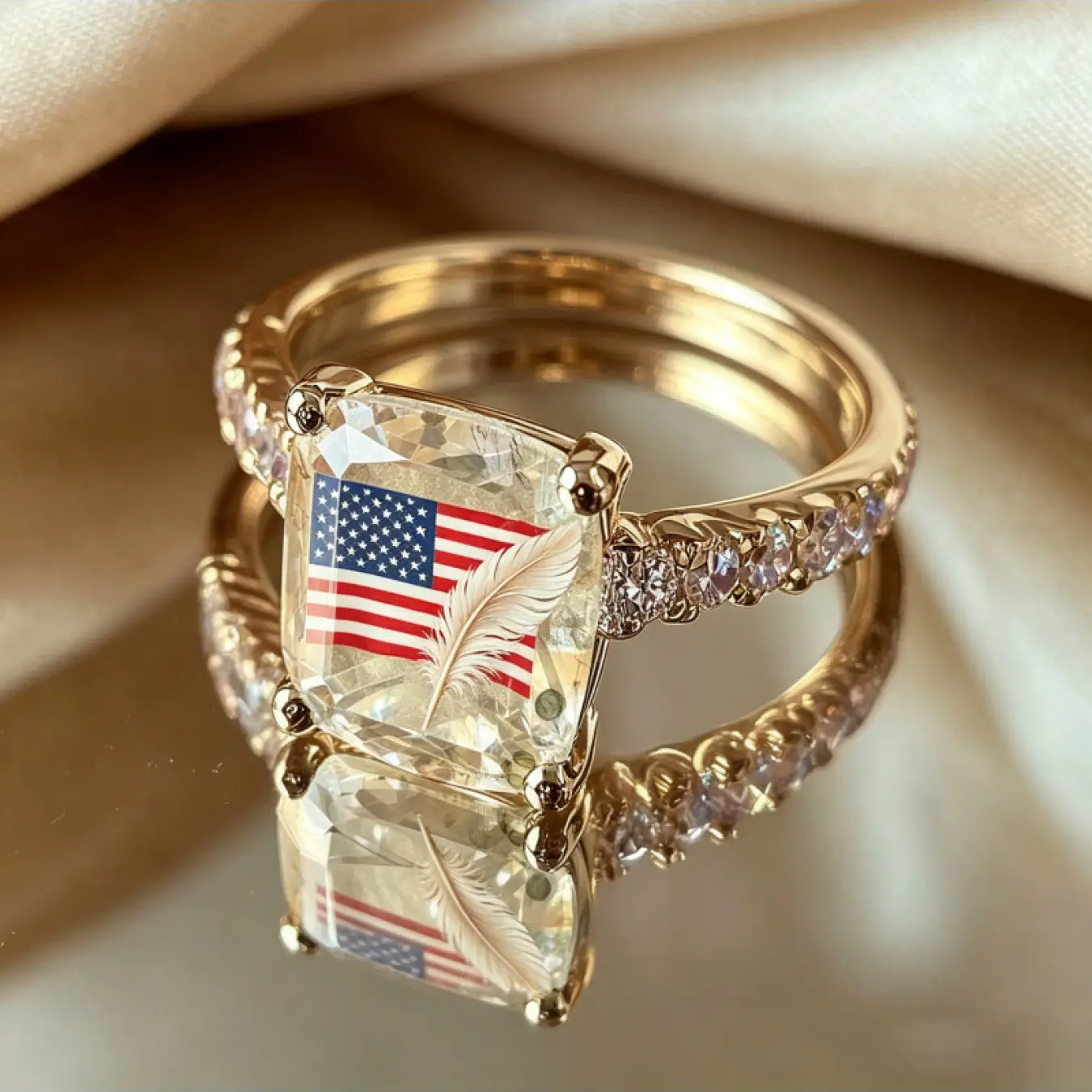 Flag Feather Square Ring