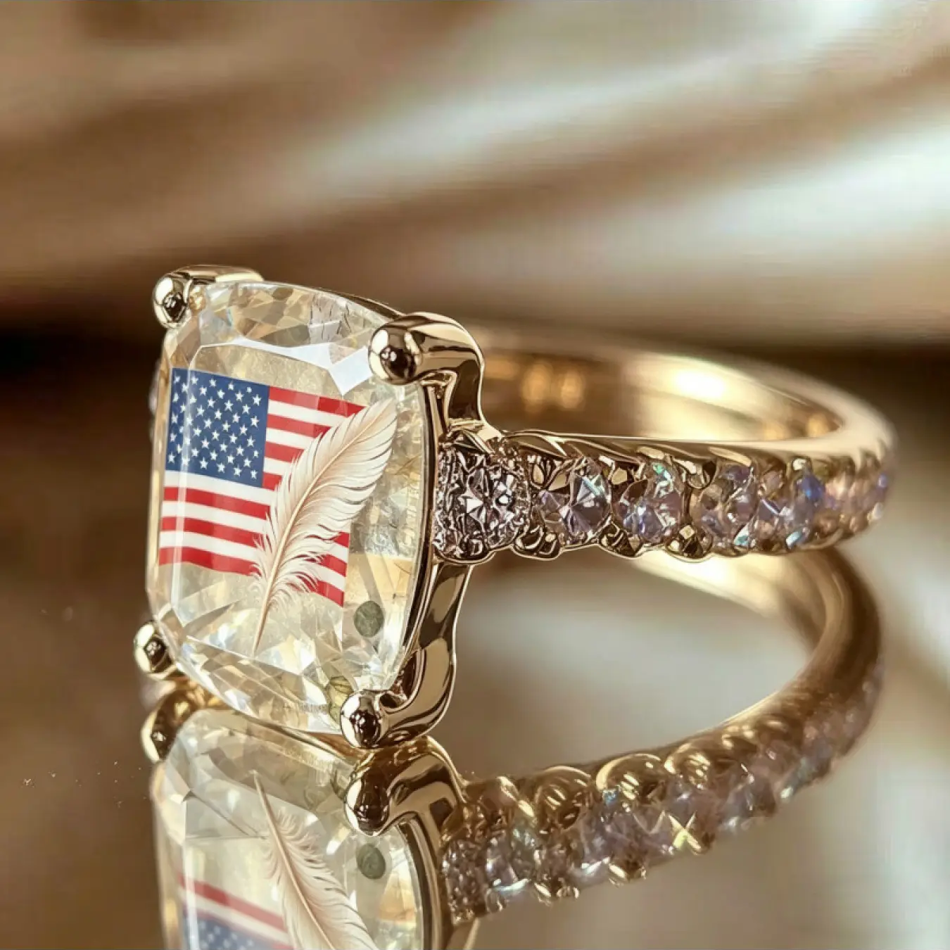 Flag Feather Square Ring