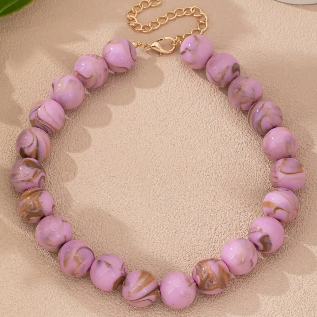 2pc Marble Beaded Heart Necklace