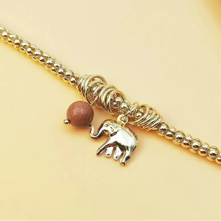 Elephant Sunstone Pendant Bracelet