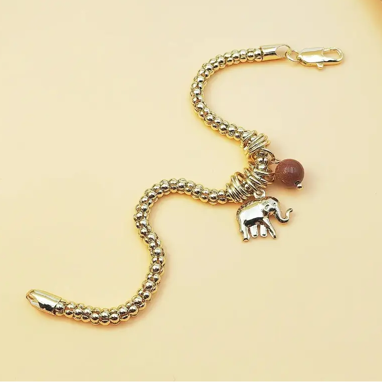 Elephant Sunstone Pendant Bracelet