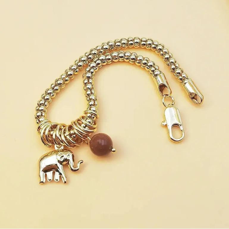 Elephant Sunstone Pendant Bracelet