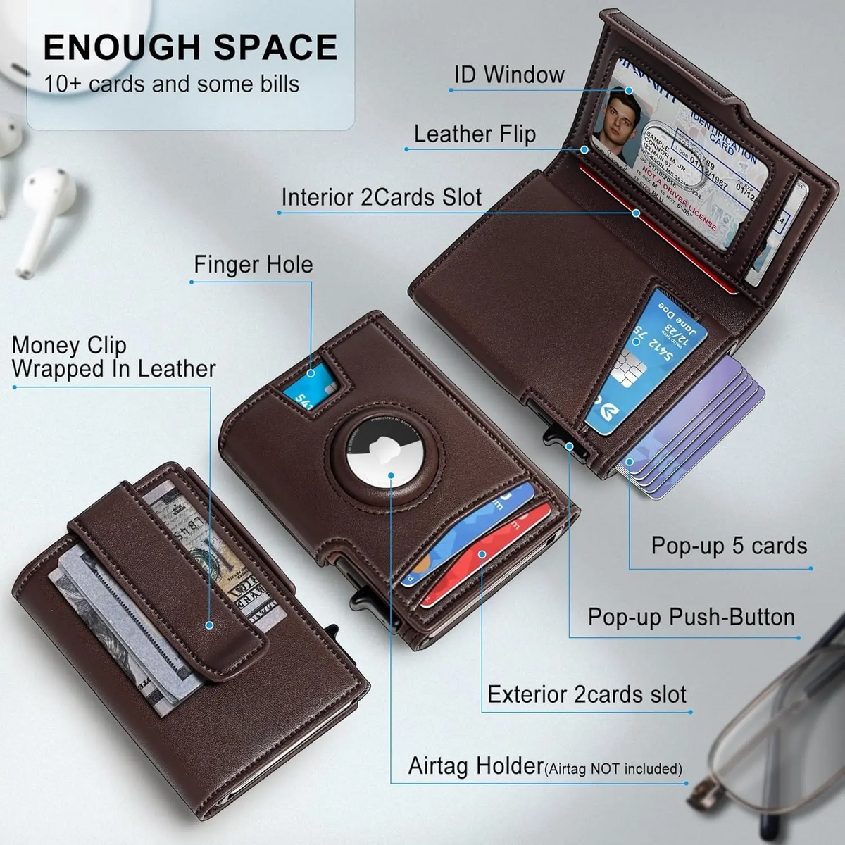 Slim Magnetic Flip Card Holder