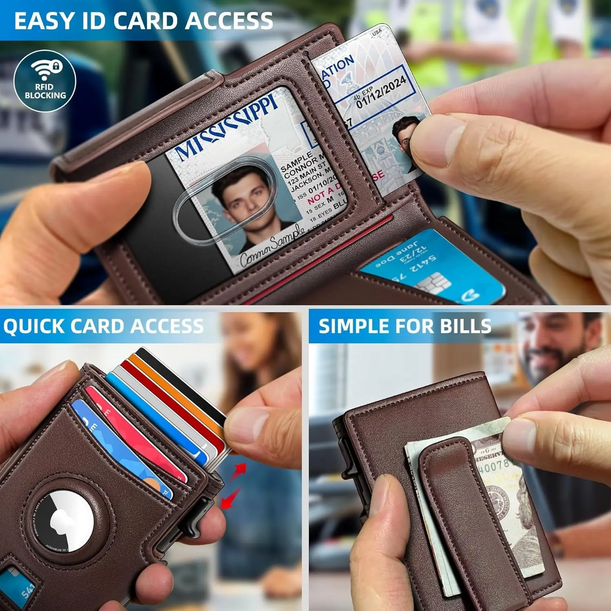 Slim Magnetic Flip Card Holder