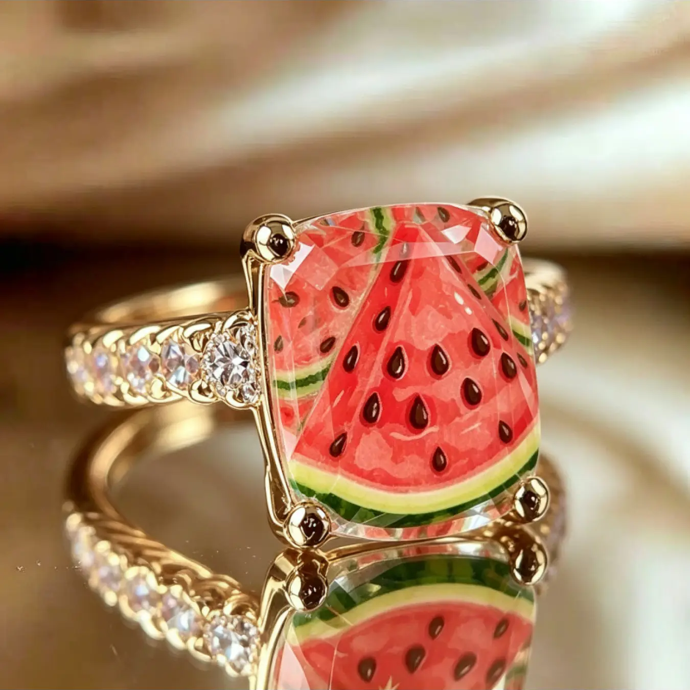Watermelon Square Ring