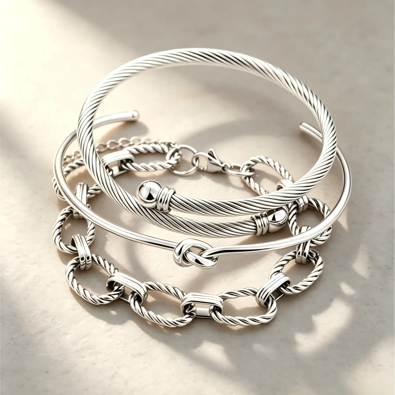 3pc Twisted Rope Bracelet Set