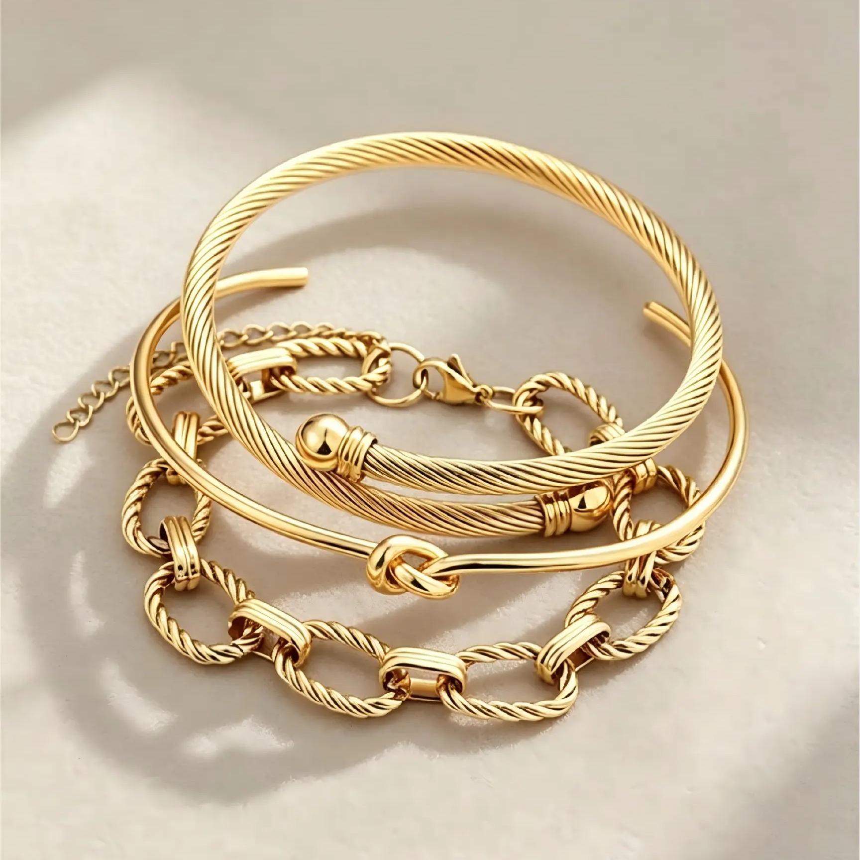 3pc Twisted Rope Bracelet Set