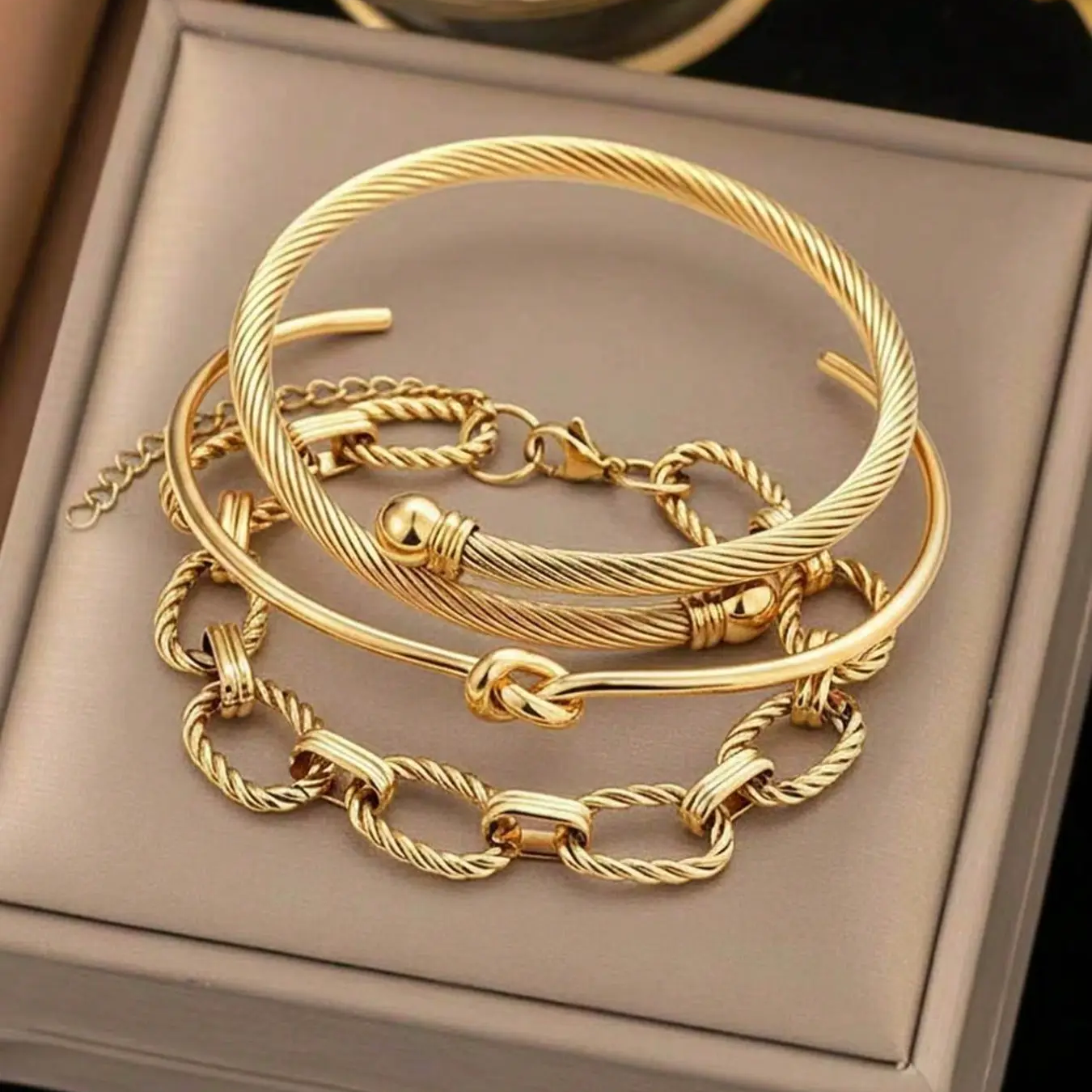 3pc Twisted Rope Bracelet Set