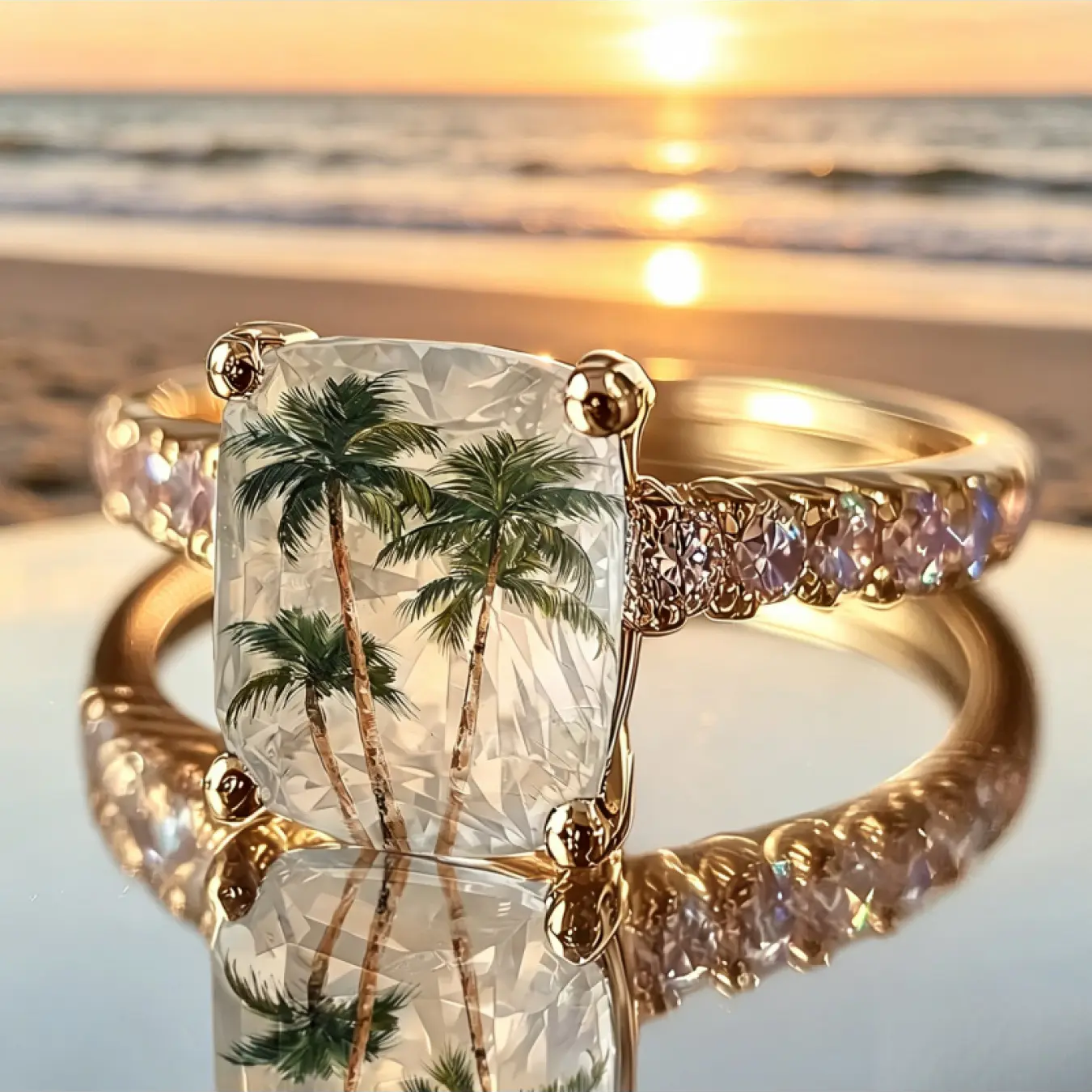Coconut Tree Square Ring