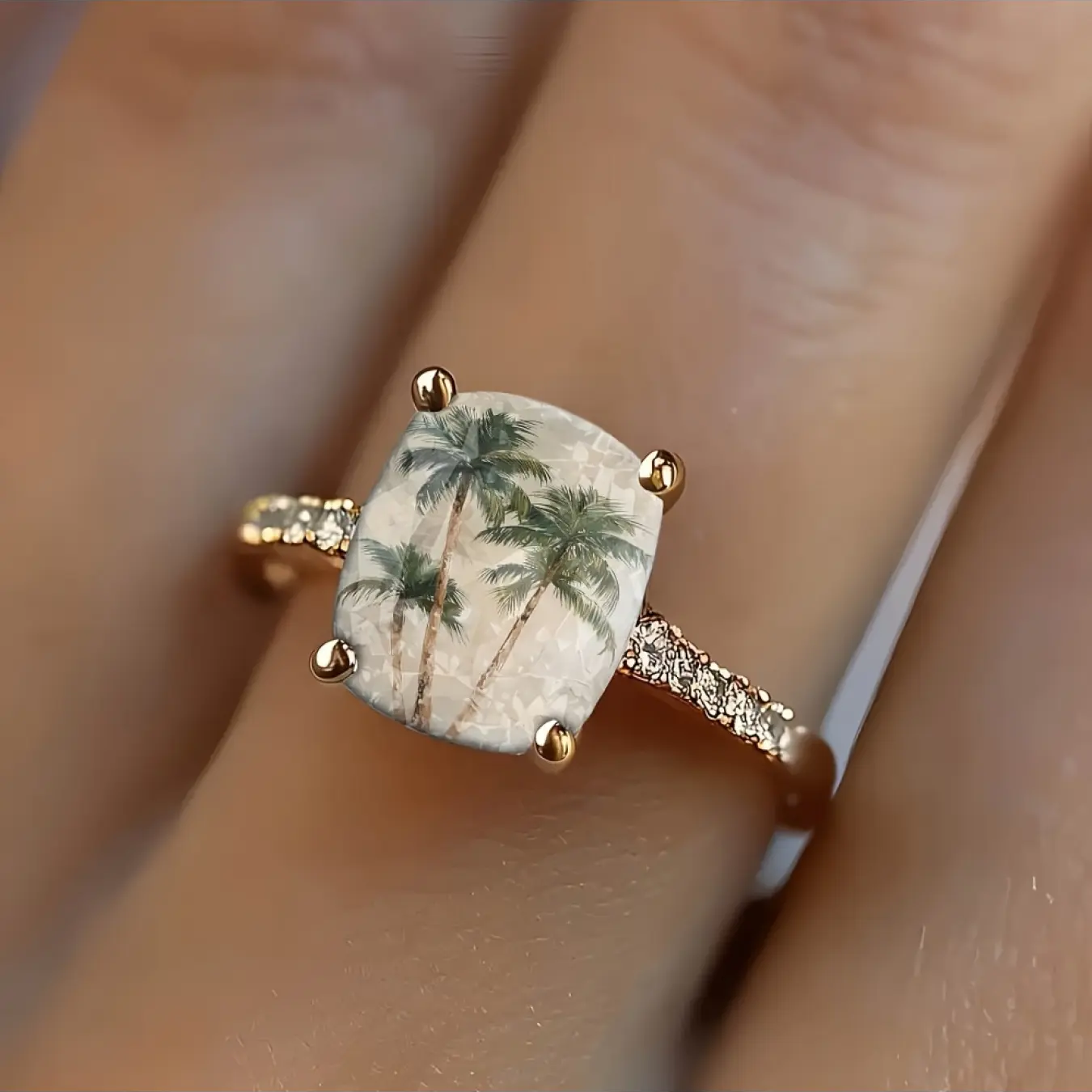 Coconut Tree Square Ring
