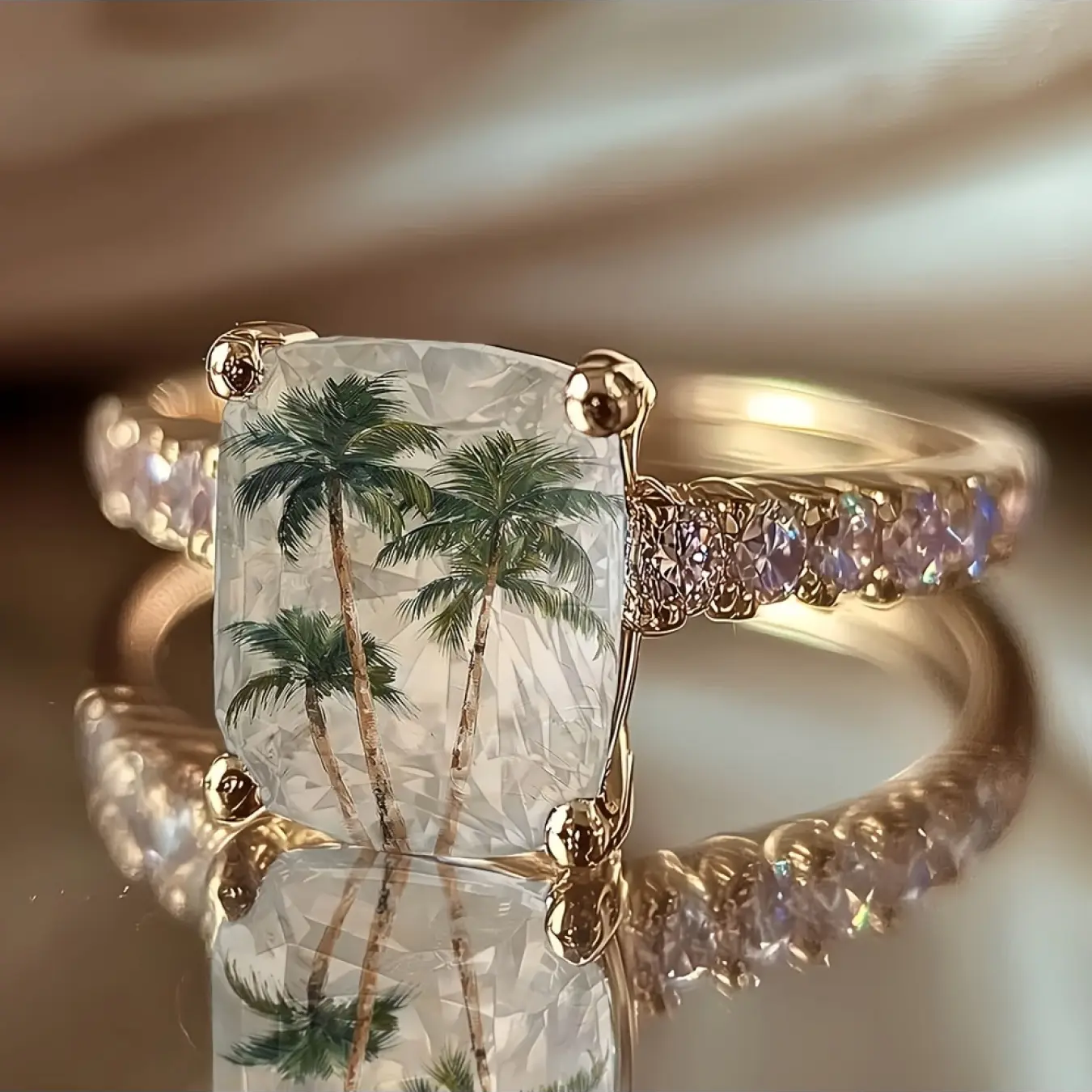 Coconut Tree Square Ring