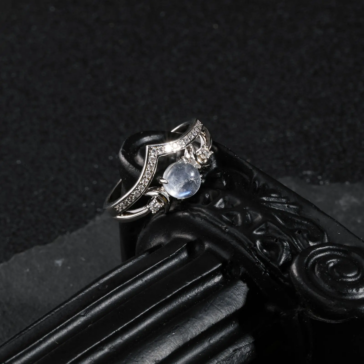 Triple Moon Moonstone Ring