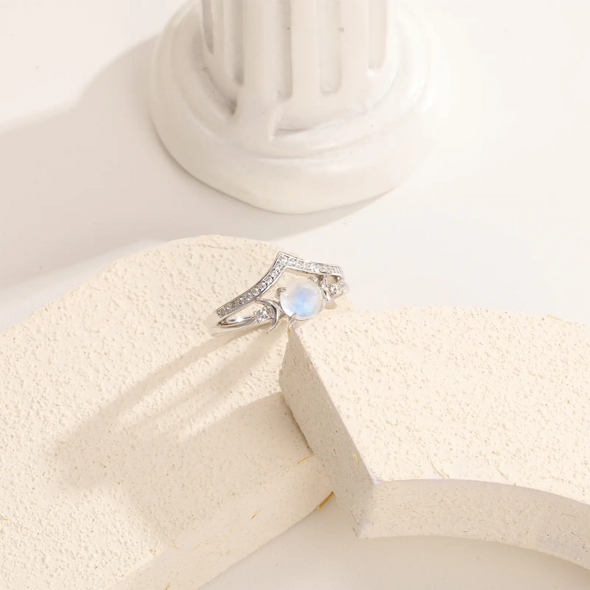 Triple Moon Moonstone Ring