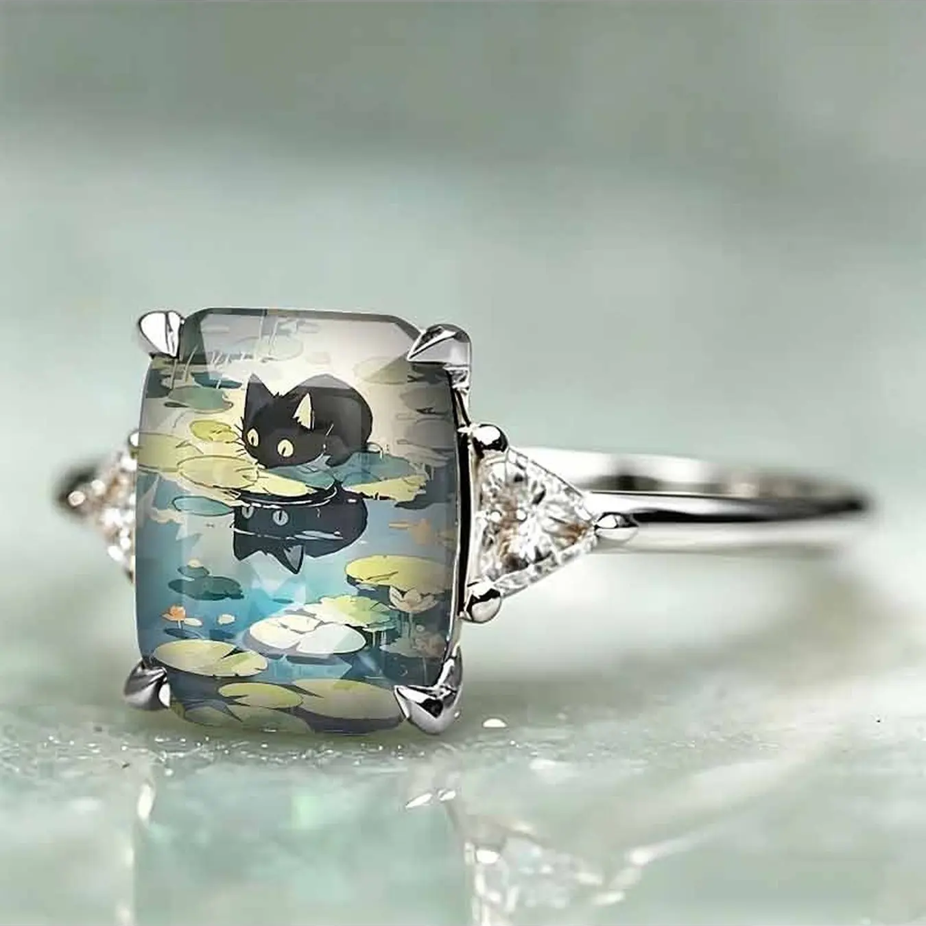 Pond Cat Statement Ring