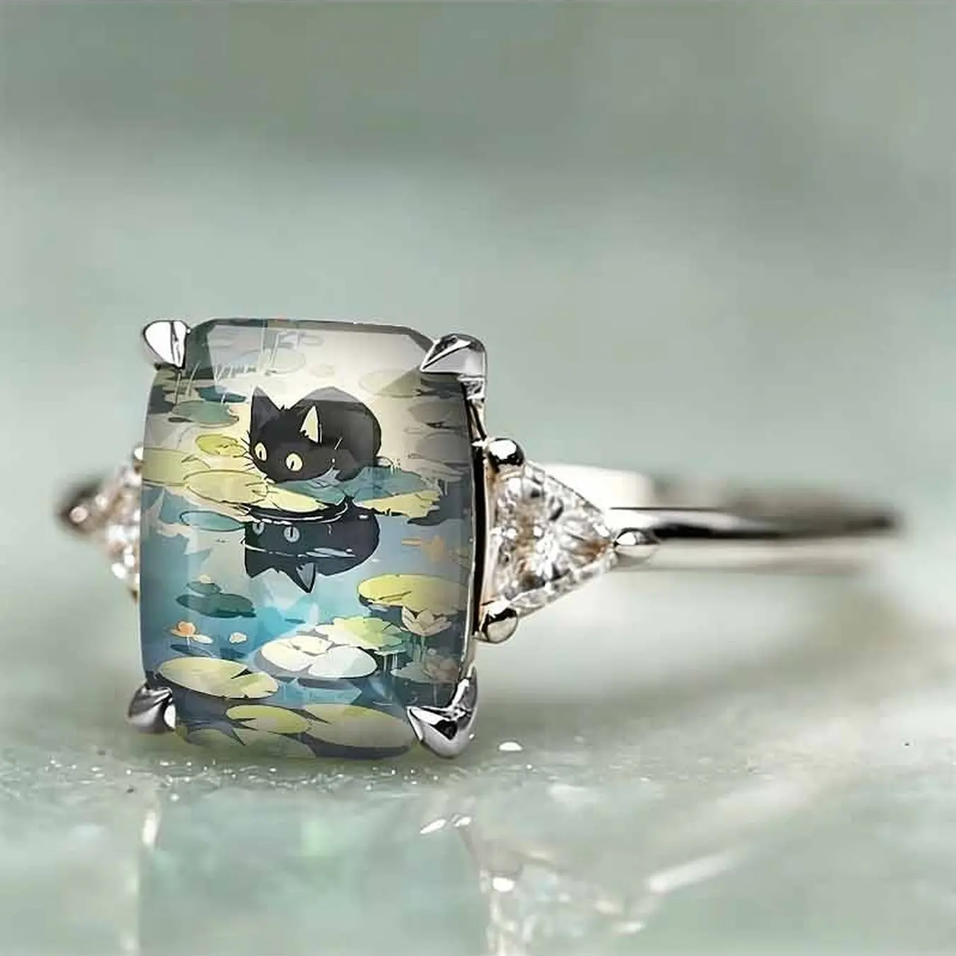 Pond Cat Statement Ring