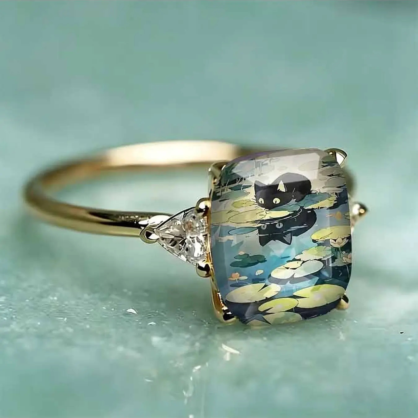 Pond Cat Statement Ring