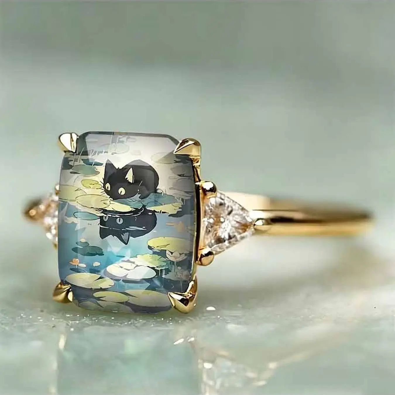 Pond Cat Statement Ring