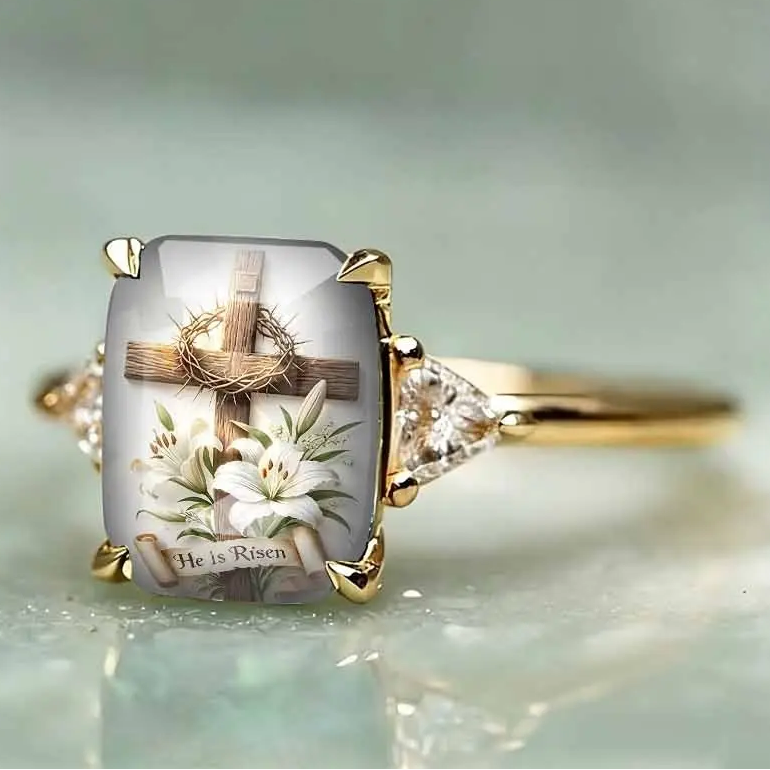 Cross Flower Statement Ring