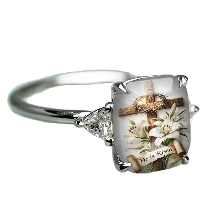 Cross Flower Statement Ring