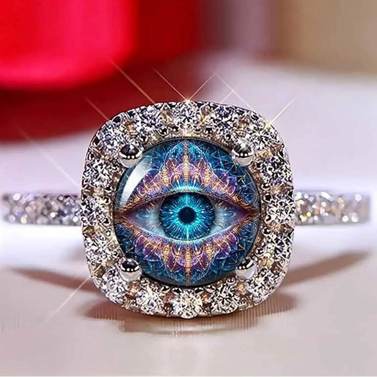 Blue Eye Rhinestone Ring