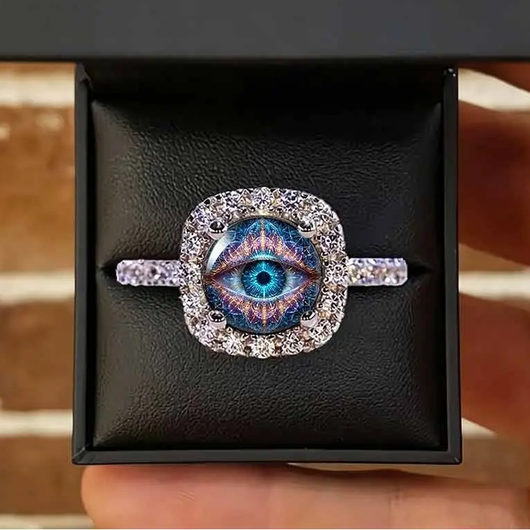 Blue Eye Rhinestone Ring