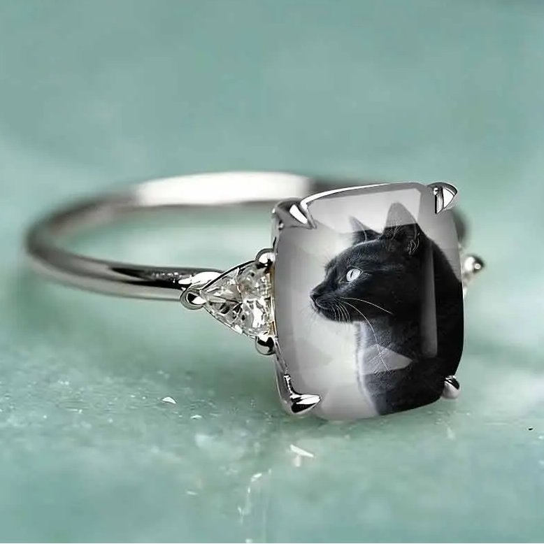 Pondering Black Cat Statement Ring