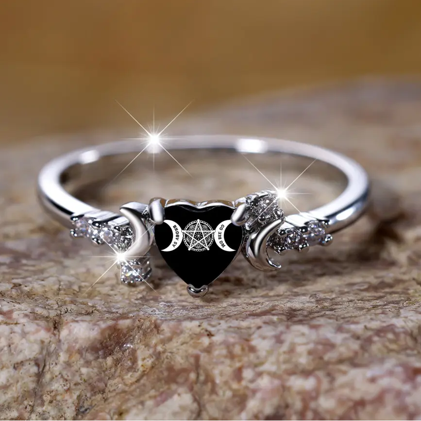 Geometric Graphic Moon Ring