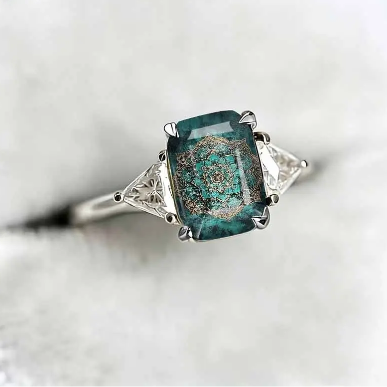 Square Mandala Statement Ring