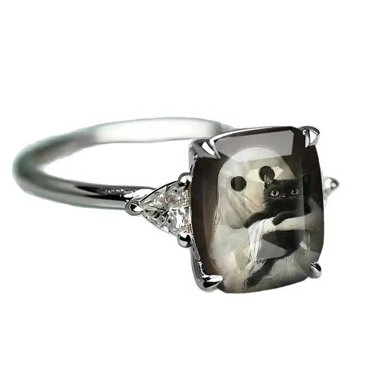 Ghost Holding Cat Statement Ring