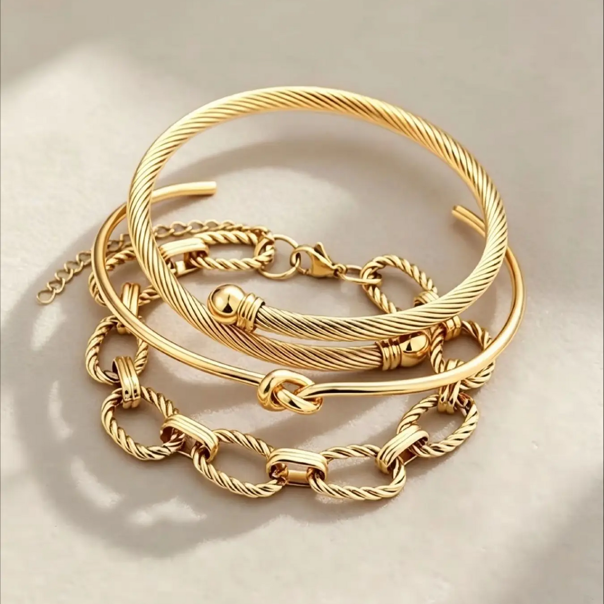 3pc Decorative Rope Bracelet Stack