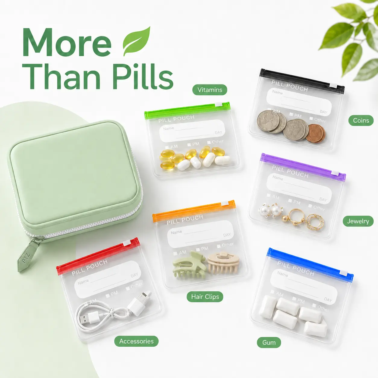 14 Pouch Portable Pill Organizer