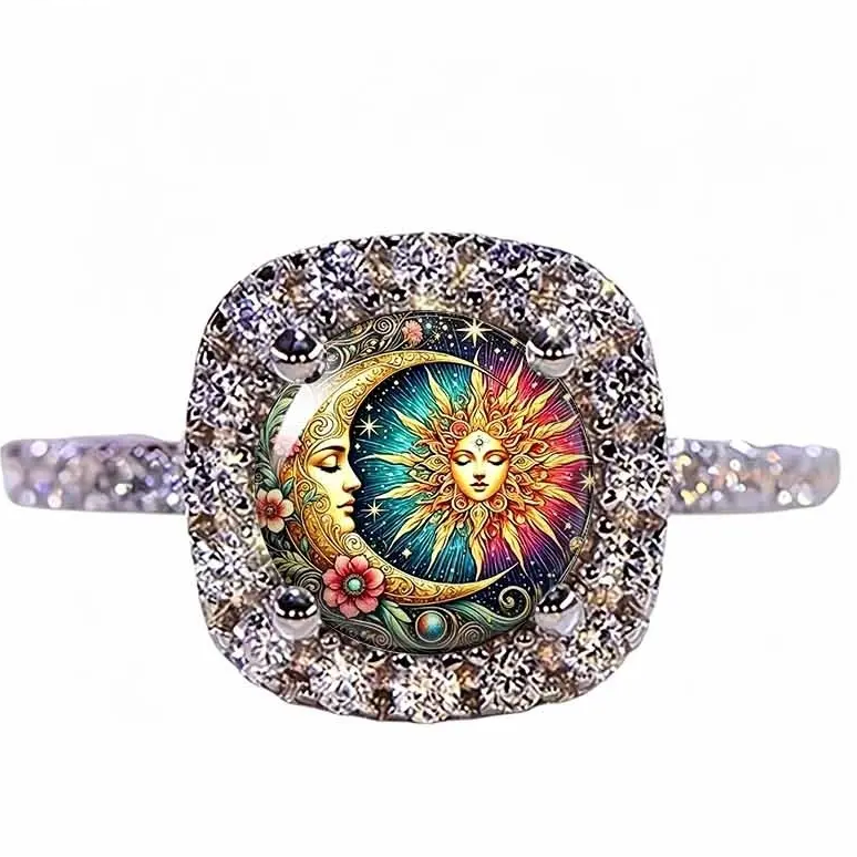 Celestial Sun Moon Pave Ring