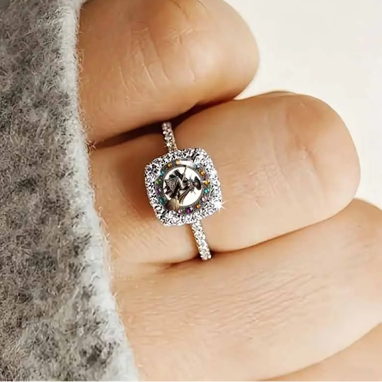 Witch On Broom Pave Ring