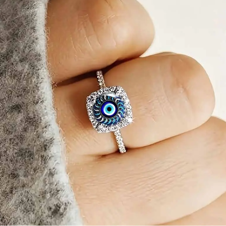 Evil Eye Swirl Pave Ring