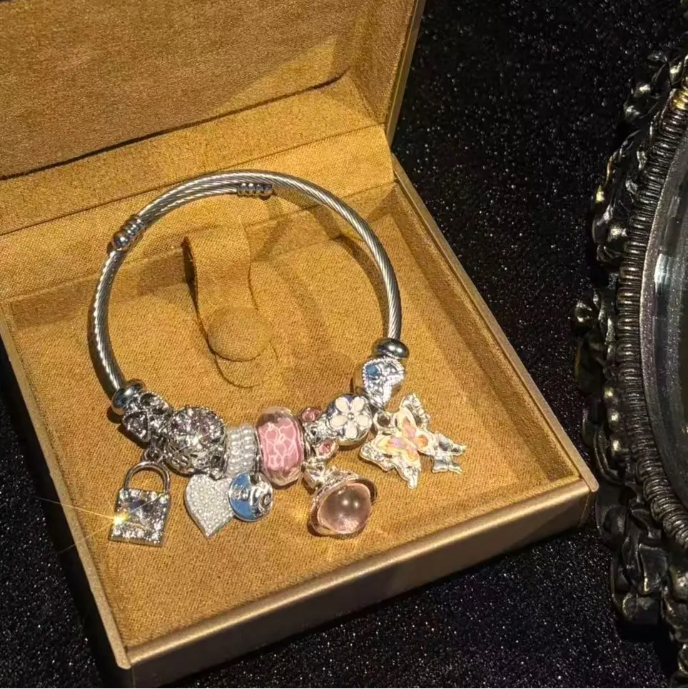 Butterfly Heart Charm Bracelet