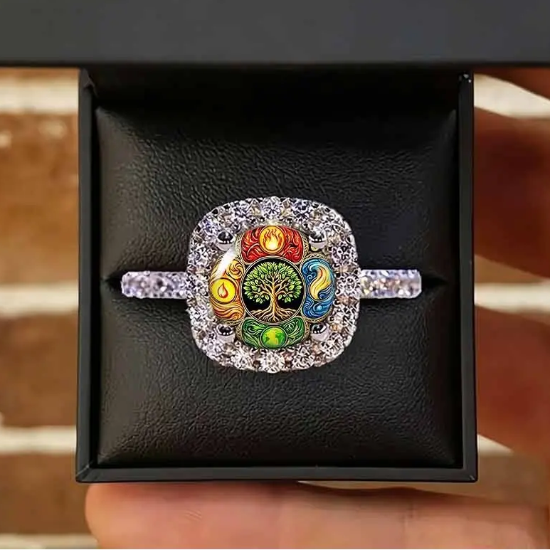 Tree Of Life Four Elements Pave Ring