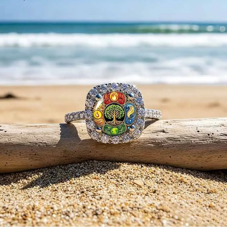 Tree Of Life Four Elements Pave Ring