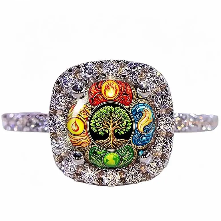 Tree Of Life Four Elements Pave Ring
