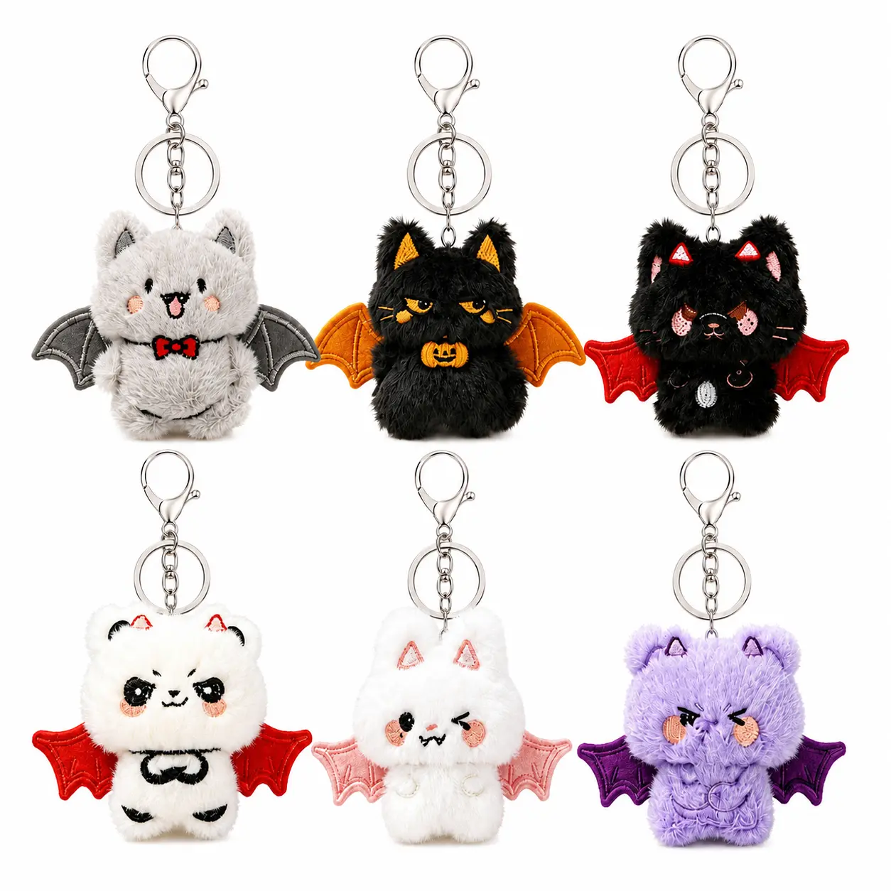6pc Halloween Plush Keychain Set