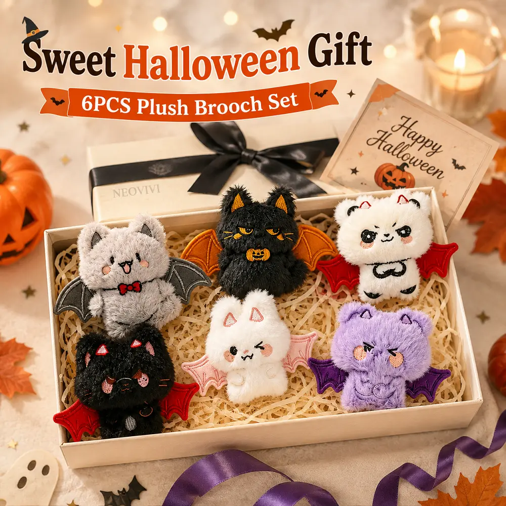 6pc Halloween Plush Keychain Set