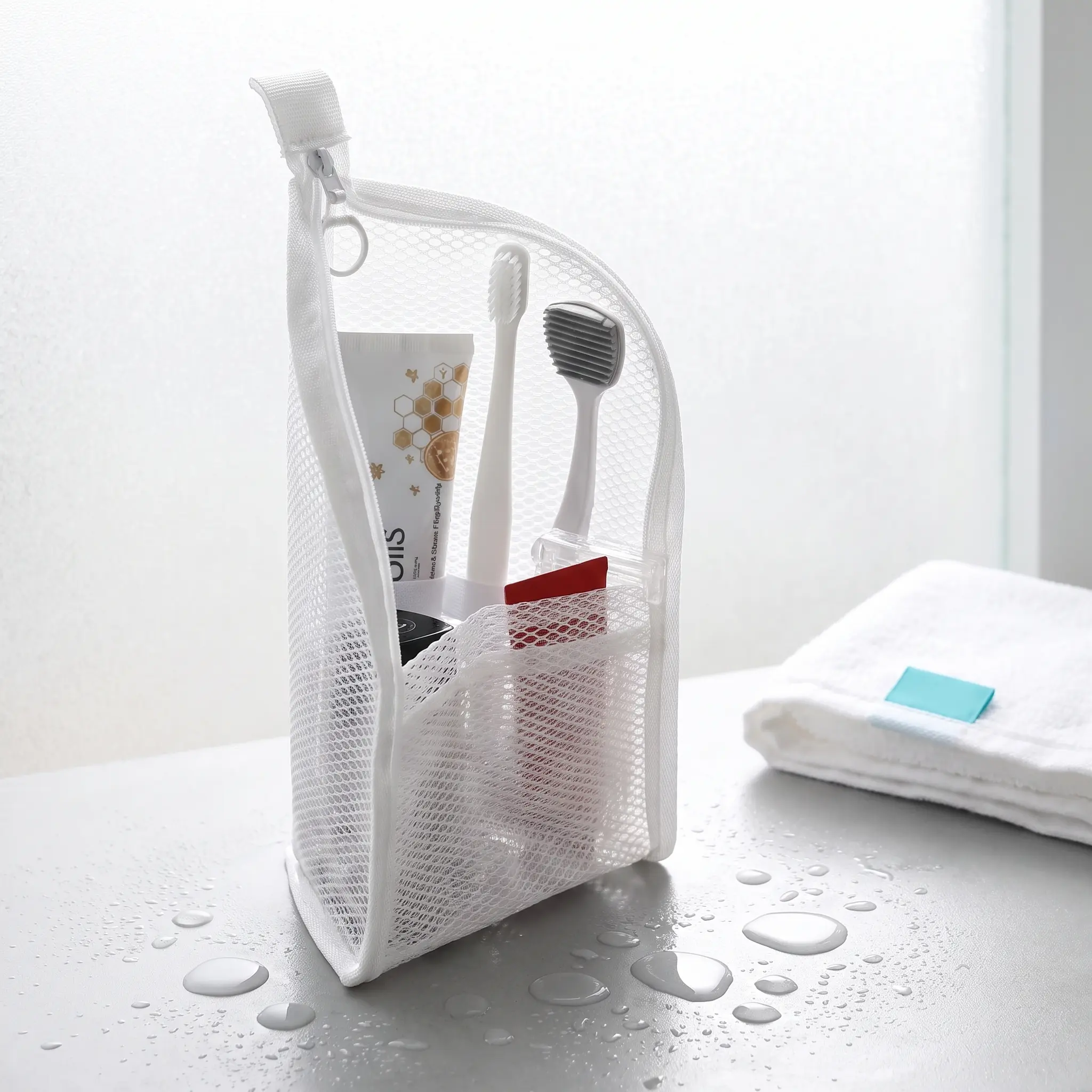 Mesh Zipper Toiletry Pouch
