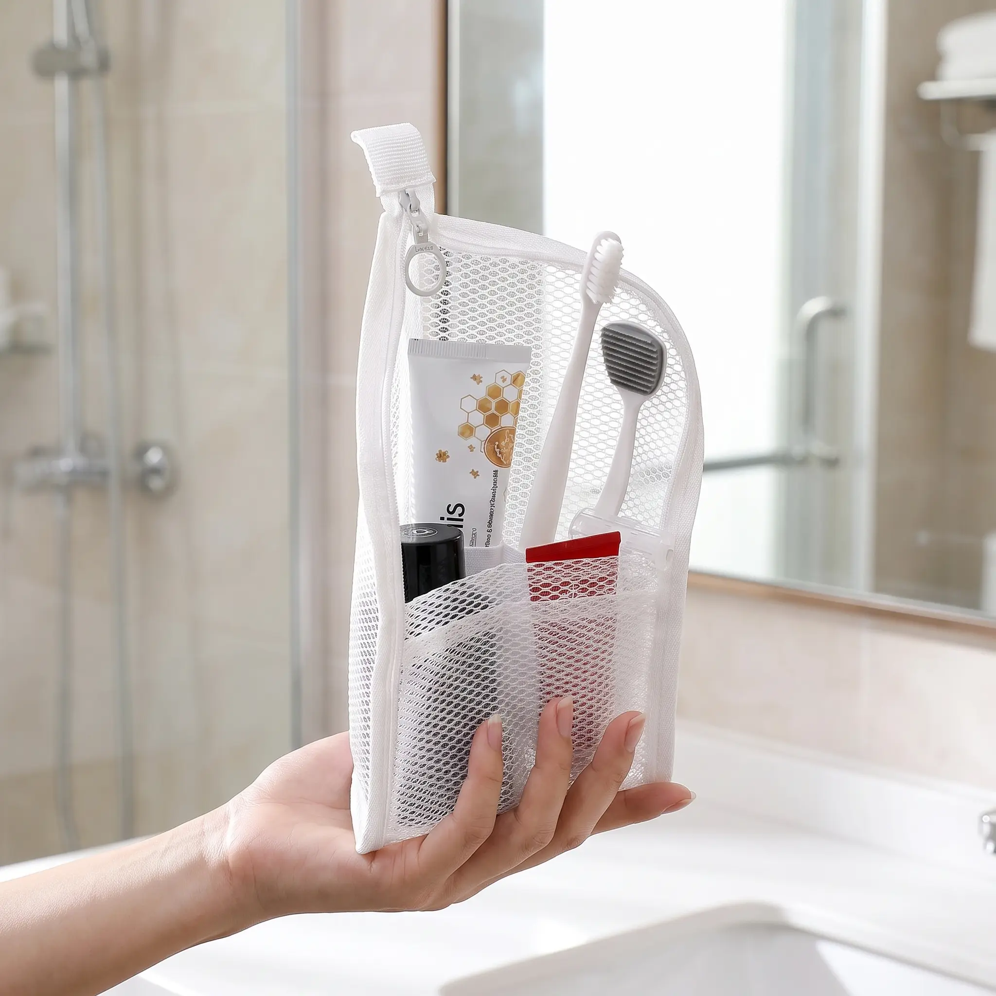 Mesh Zipper Toiletry Pouch