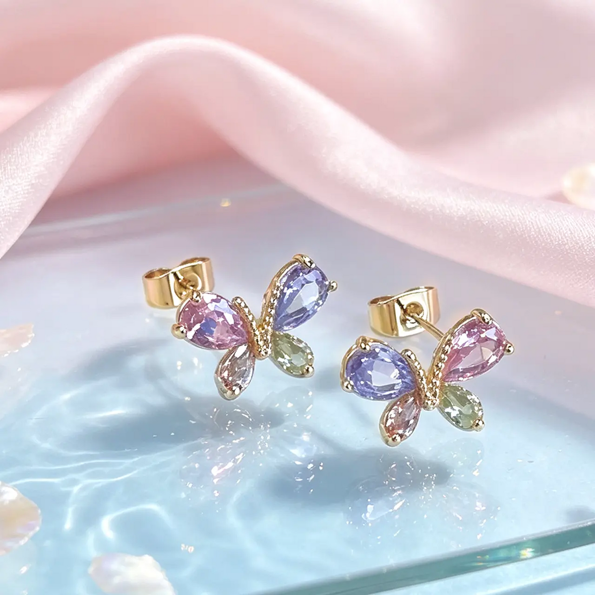 Colorful Bow Stud Earrings and Necklace