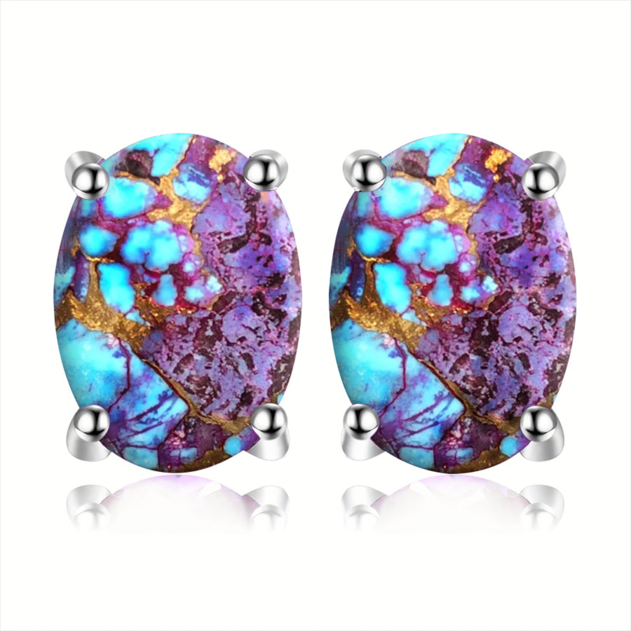 Abstract Turquoise Oval Earrings