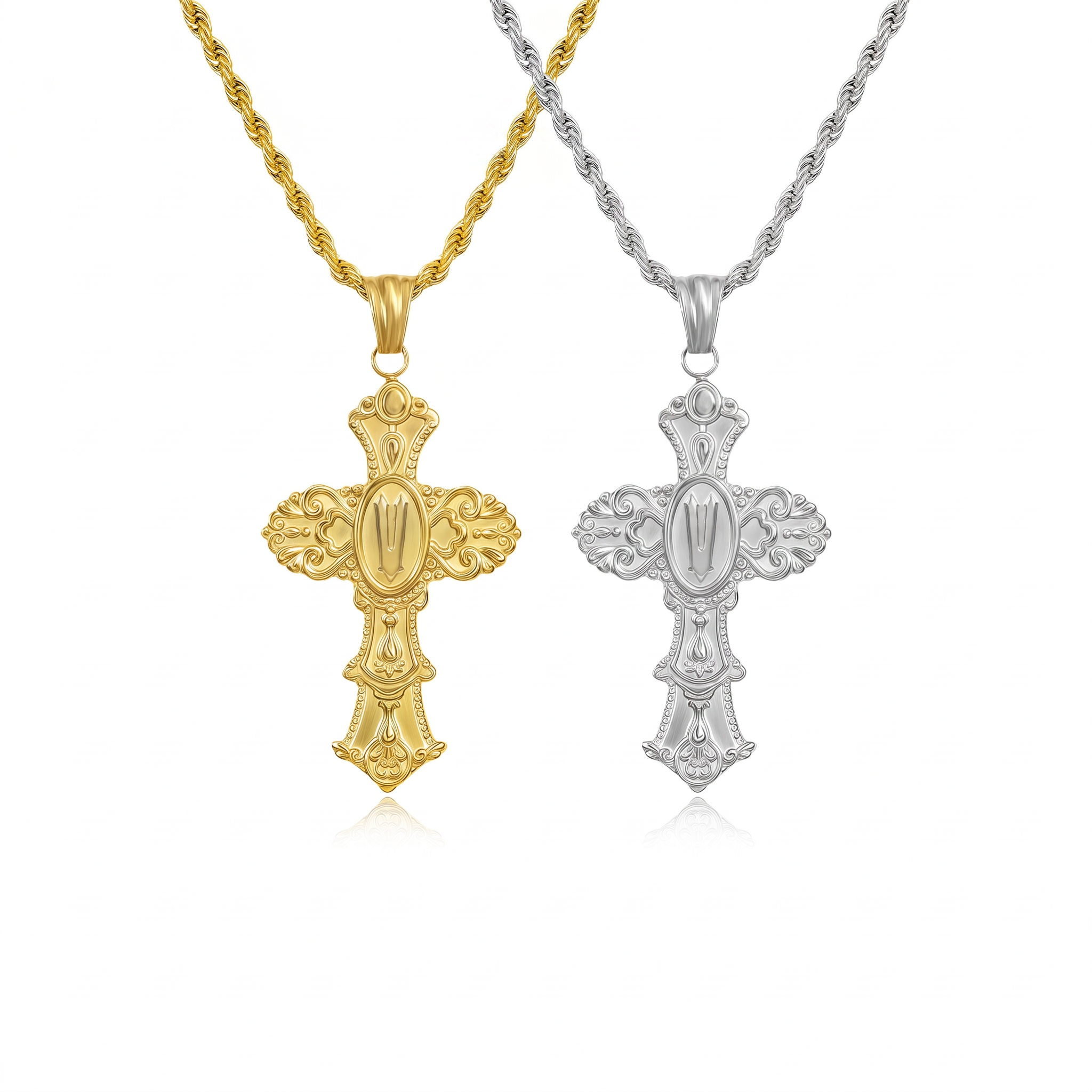 Vintage Cross Initial Necklace