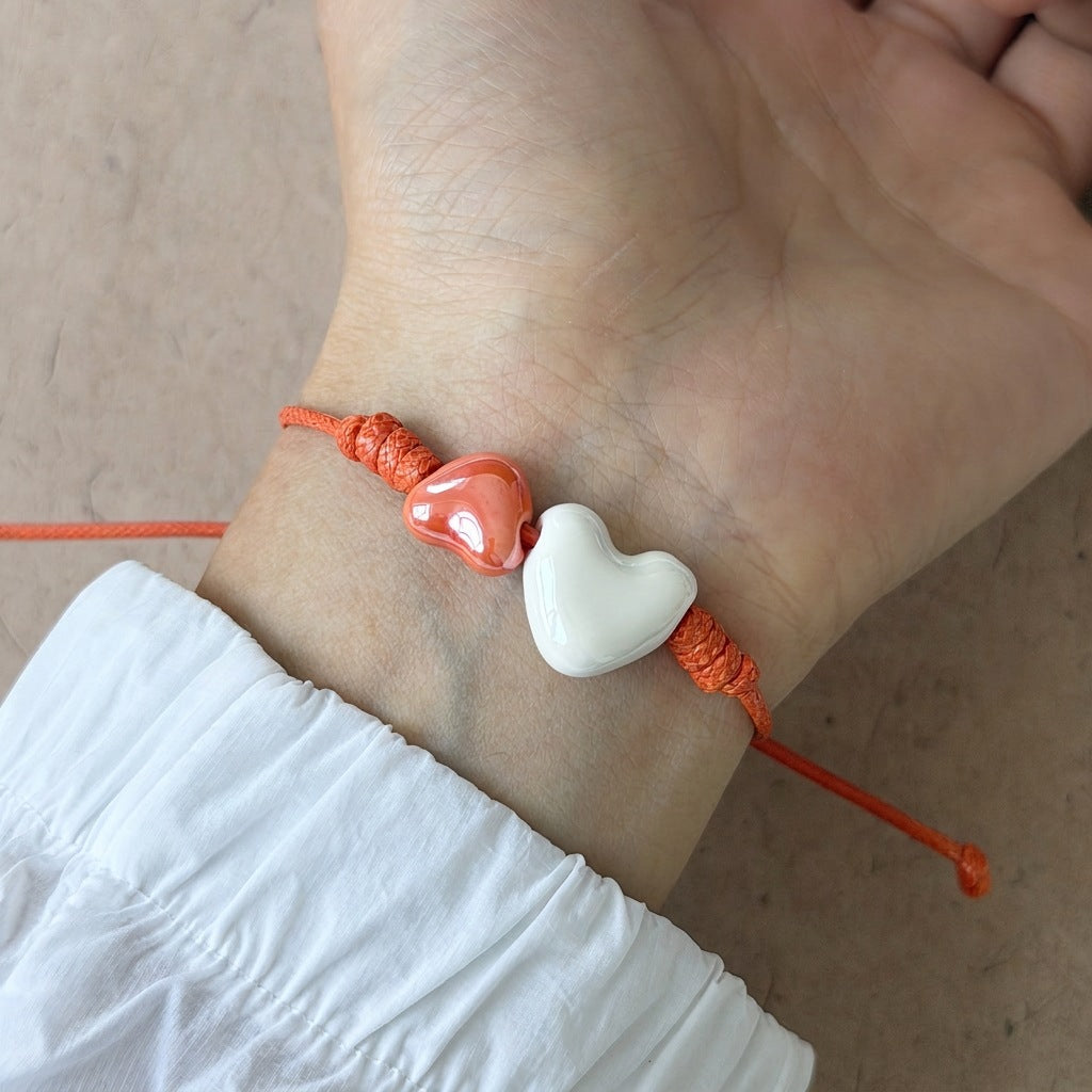 Dual Heart Ceramic Bracelet