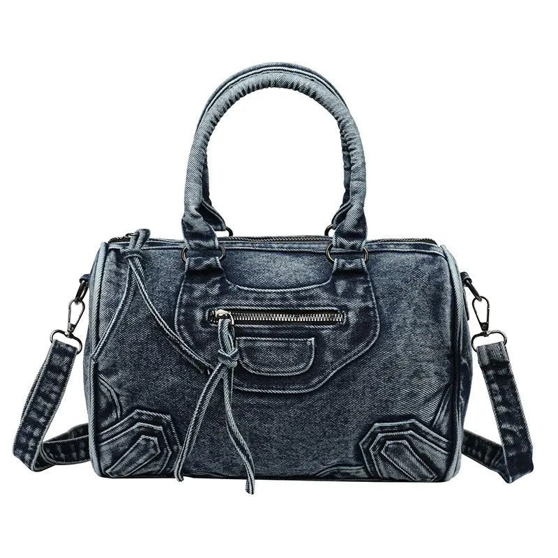 Washed Denim Satchel Bag