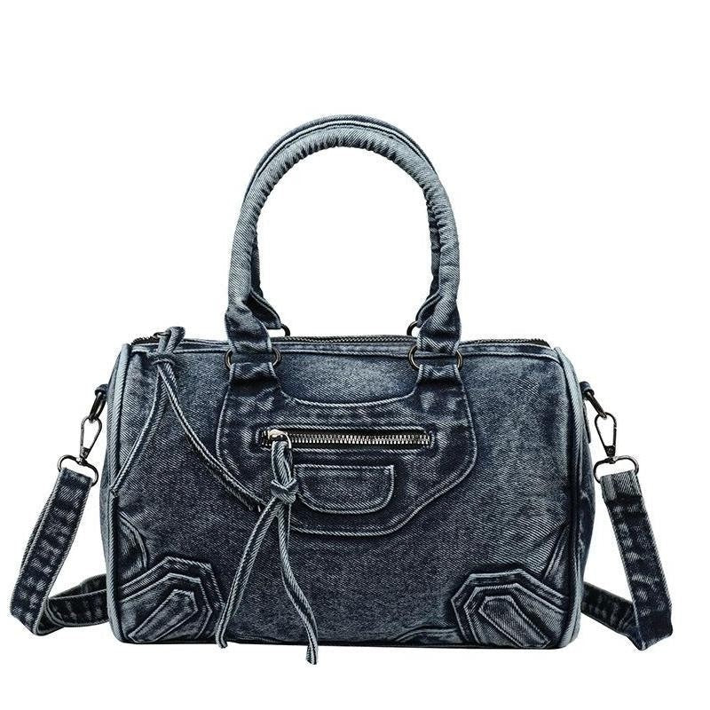 Washed Denim Satchel Bag